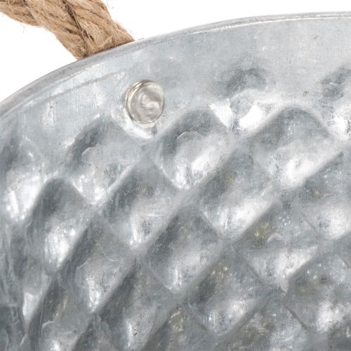 Bol en tôle avec anses en corde Ø18cm H10cm | Floristik24.fr