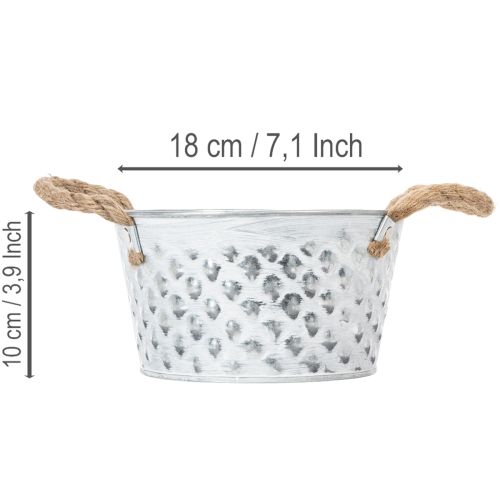 Bol en tôle avec anses en corde Ø18cm H10cm | Floristik24.fr