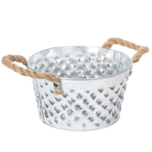 Bol en tôle avec anses en corde Ø18cm H10cm | Floristik24.fr