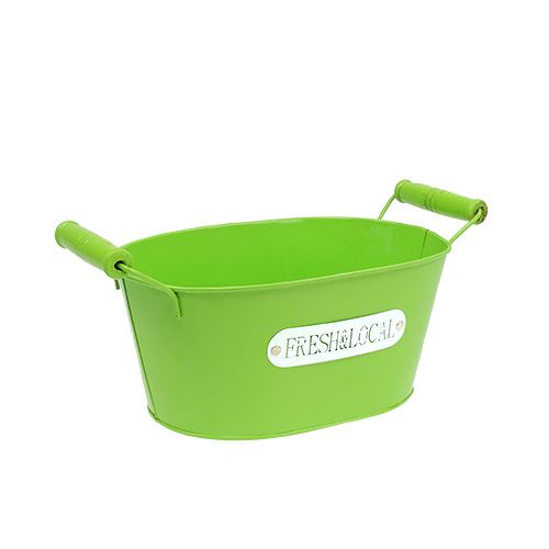 Floristik24 Bol étain ovale vert 22cm x 15cm H10cm