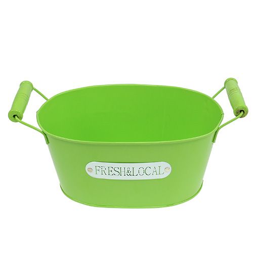Floristik24 Bol étain ovale vert 22cm x 15cm H10cm