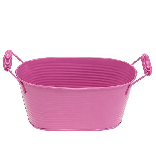 Floristik24 Bol en étain ovale rose 19,5cm x 11cm x 9cm