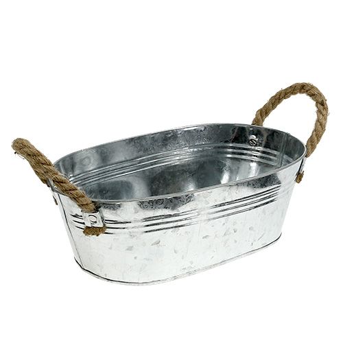 Floristik24 Bol ovale en étain argenté 30cm x 17cm x 10cm