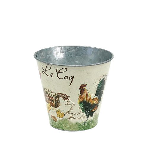 Floristik24 Pot en étain avec motif Pâques Ø13cm H12cm