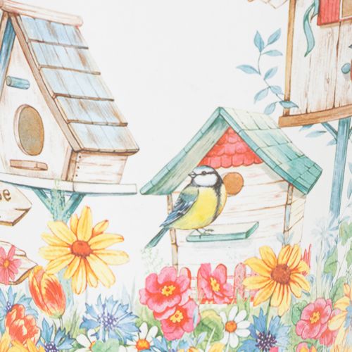 Article Pot en fer-blanc avec nichoirs, décoration estivale, jardinière H14,5 cm Ø13,5 cm