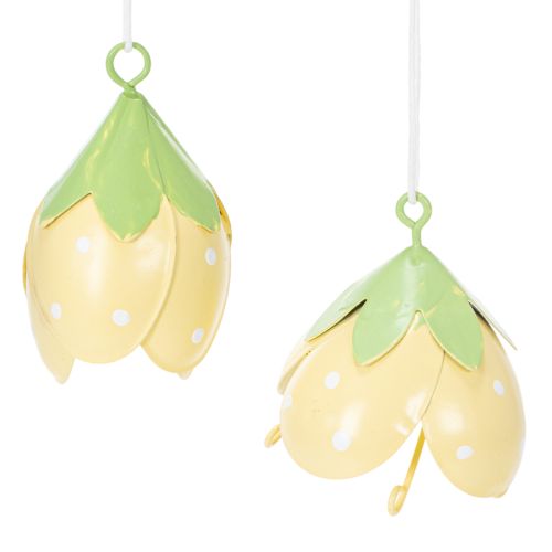 Fleur suspendue en métal pour une décoration romantique intérieure et extérieure, 6 cm, lot de 6
