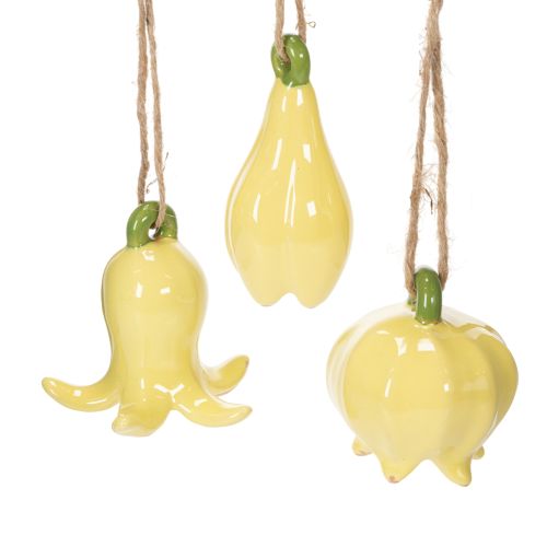 Floristik24 Pendentifs en céramique en forme de fleur, motif floral joyeux, décoration printanière, 9 cm, lot de 6