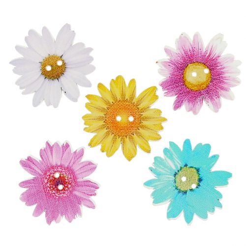 Floristik24 Fleurs sous forme de boutons en bois Ø3,5cm assortis 90pcs