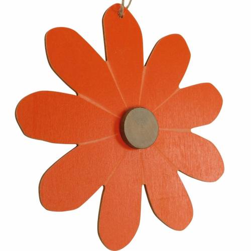 Pendentif fleur, fleurs décoratives orange et blanc, décoration en bois, été, fleurs décoratives 8 pièces