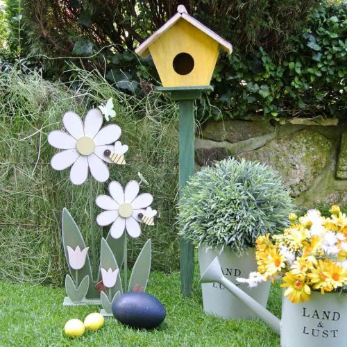 Décoration fleurie avec abeille, décoration en bois pour le printemps H56cm