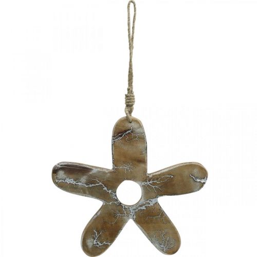 Article Fleur à suspendre, décoration en bois avec motif, décoration printanière naturel, blanc H19,5cm