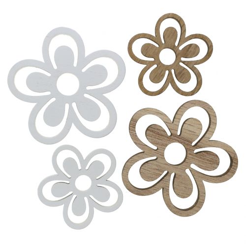 Fleur en bois blanc/nature 3cm - 4.5cm 48p