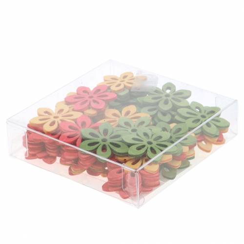 Floristik24 Décoration à disperser fleur bois orange, jaune, vert 4cm 72 pcs