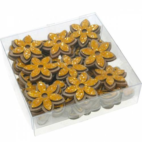 Article Fleurs et abeilles à disperser décoration en bois orange printemps 36 pcs
