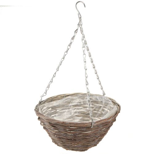 Corbeille à fleurs suspendue en bois naturel gris Ø30cm 2pcs