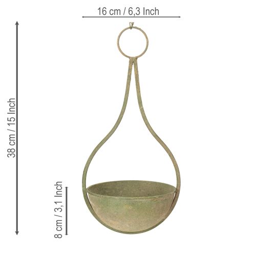 Article Corbeille fleurie, panier suspendu, décoration métal jardin Ø16cm H38cm