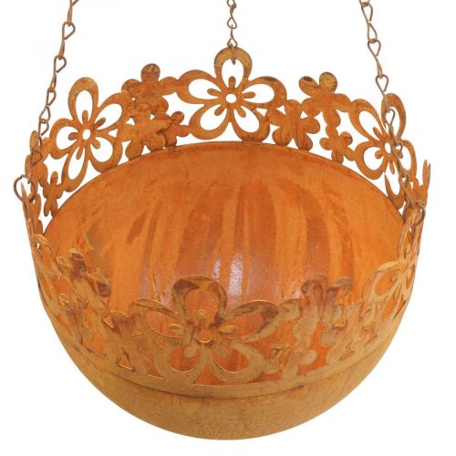 Article Panier suspendu métal décoration rouille décoration à suspendre Ø20cm H16cm
