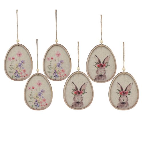 Image de fleur lapin dans l&#39;oeuf oeufs de Pâques décoration bois 9,5×12cm 6pcs