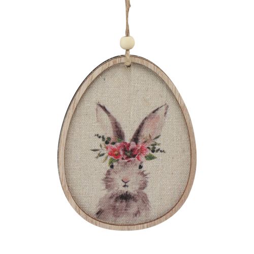 Article Image de fleurs lapin dans un œuf œufs de Pâques décoration bois 9,5×12cm 6 pcs