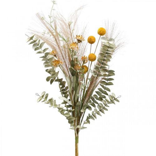 Floristik24 Bouquet de fleurs artificielles Craspedia plume herbe eucalyptus 55cm