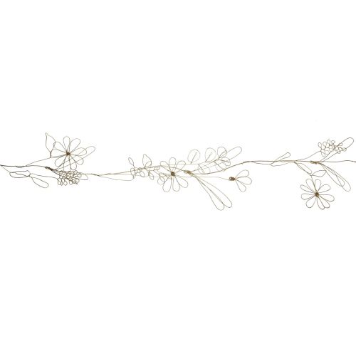 Article Guirlande de fleurs cintre décoratif en métal motif doré prairie 110cm