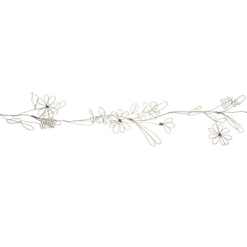 Guirlande de fleurs cintre décoratif en métal motif doré prairie 110cm