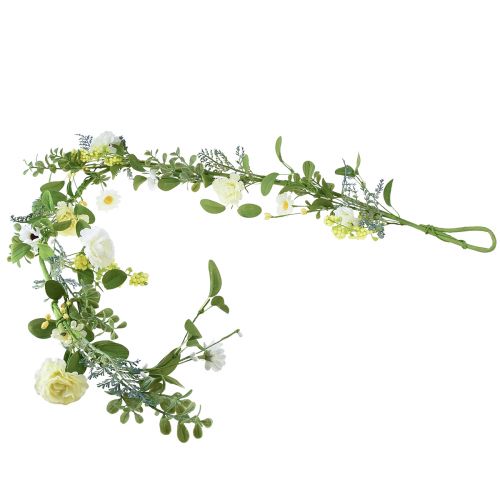 Guirlande de fleurs artificielles guirlande décorative jaune crème blanc 125cm