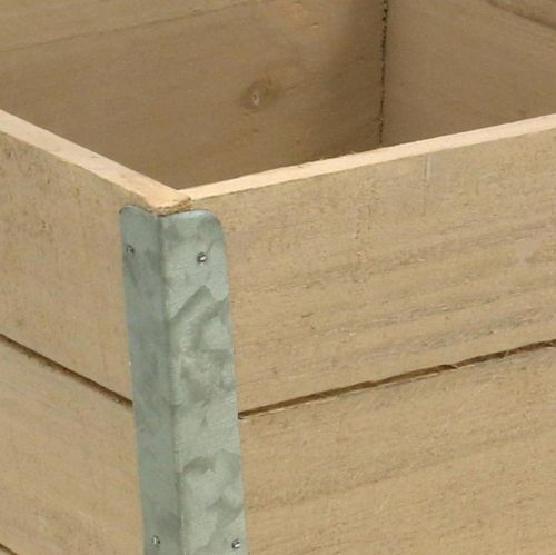 Article Boîte à fleurs jardinière en bois shabby chic beige 12.5×14.5×14.5cm