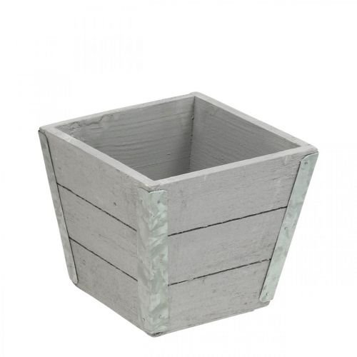 Floristik24 Jardinière en bois jardinière shabby chic gris 12.5×14.5×14.5cm