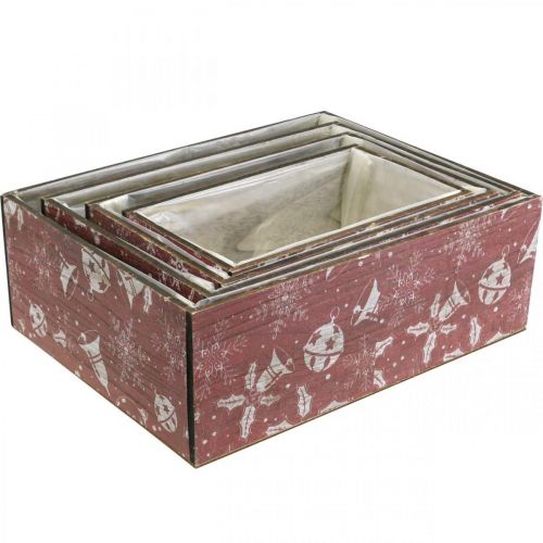 Article Jardinière de Noël jardinière bois rouge lot de 4