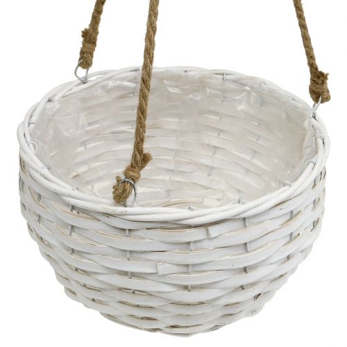 Floristik24 Panier à fleurs à suspendre blanc Ø23cm L68cm