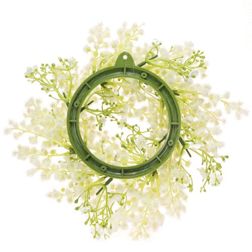 Article Couronne de fleurs mimosa artificielle crème blanc vert Ø25cm