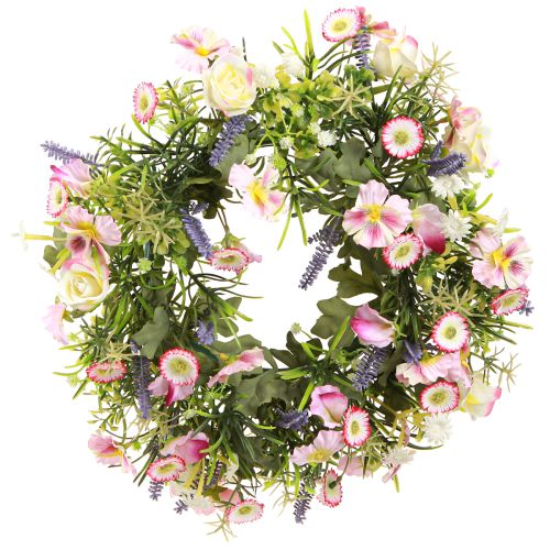 Floristik24 Couronne de fleurs artificielles printemps crème rose Ø33cm