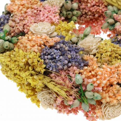 Floristik24 Couronne décorative d&#39;herbe sèche et de fleurs artificielles saumon 20cm
