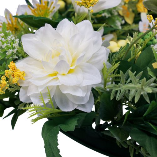 Floristik24 Couronne de porte décoration murale fleurs dahlias banksia blanc Ø35cm