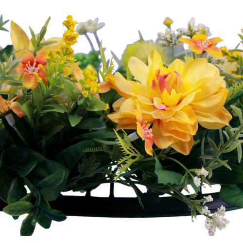 Article Couronne de porte décoration murale fleurs dahlias banksia jaune Ø35cm