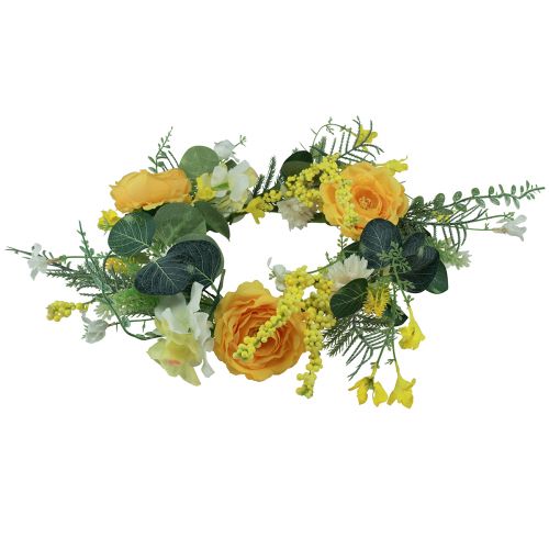 Article Couronne de fleurs artificielles Couronne de fleurs artificielles jaune blanc 42cm