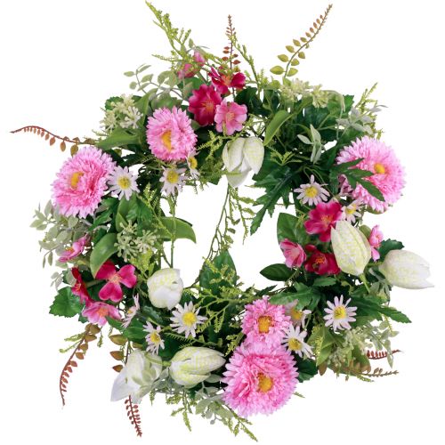 Floristik24 Couronne de fleurs couronne de porte artificielle printemps été Ø30cm H9cm