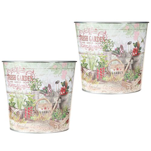 Article Petit pot de fleurs en métal coloré Fresh Garden H16cm 2pcs