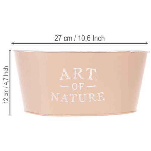 Coupe ovale en zinc, rose antique, pot de fleurs, 27 × 18 cm, H 12,5 cm | Floristik24.fr