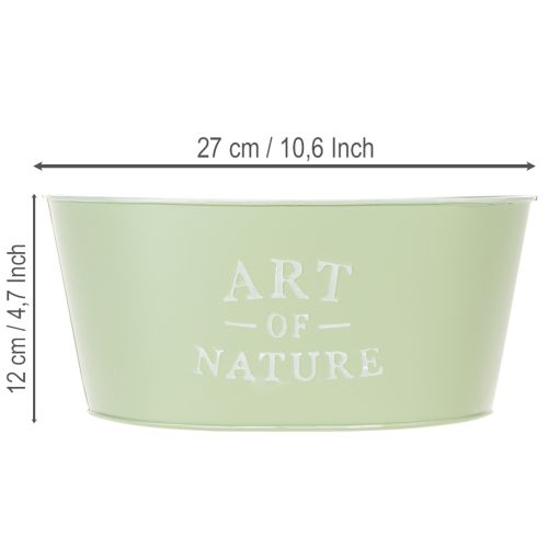 Coupe à fleurs ovale en zinc vert menthe 27×18cm H12,5cm | Floristik24.fr