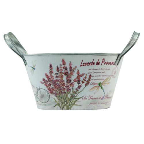 Article Bol à fleurs avec anses ovale en métal lavande 32×15×15cm