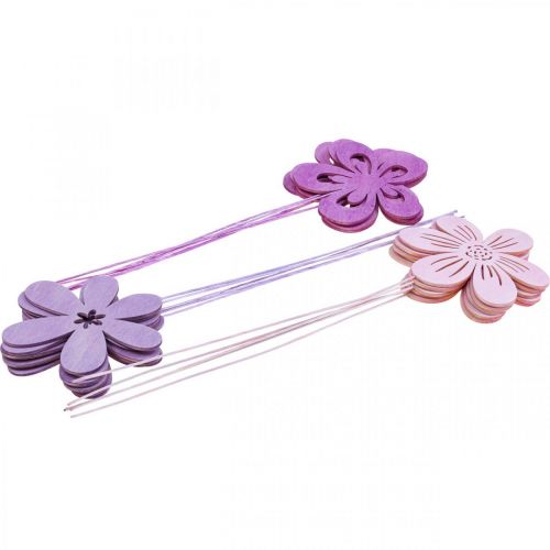 Floristik24 Tuteur de Jardin Flower Tuteur Violet/Violet/Rose Ø9.5cm 15pcs