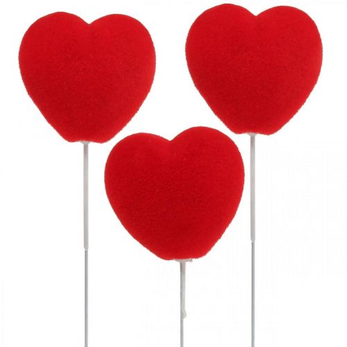 Article Bouchon fleur coeur décoratif bouchon coeur rouge 6x6cm H26cm 18 pcs