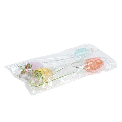 Floristik24 Œuf avec animal sur tige assort. 8cm L30cm 4P