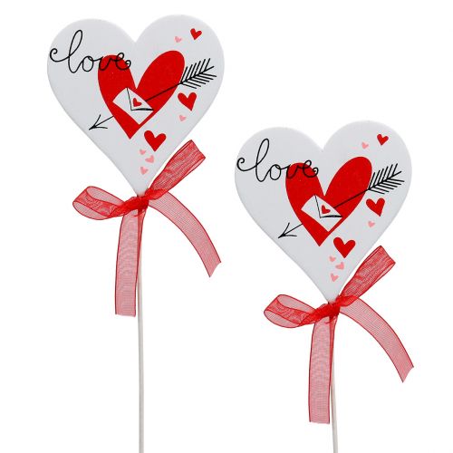 Bouchon fleur coeur blanc avec noeud 7cm 12 pcs
