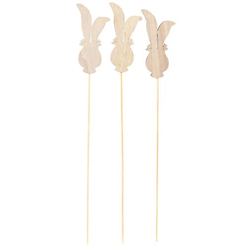 Article Piquets à fleurs Tête de lapin en bois Déco sur bâton 11cm 12pcs