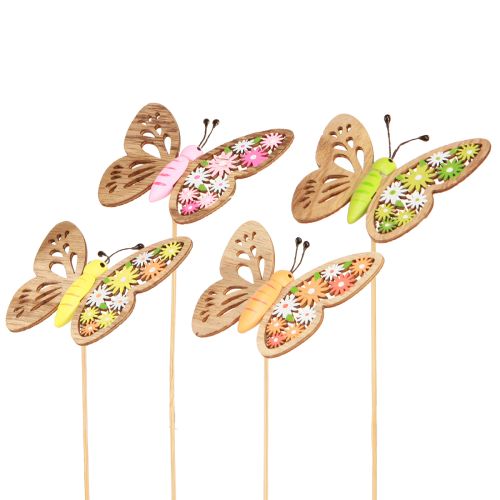 Floristik24 Bouchon fleur bois papillon 4 couleurs 8x6cm 16 pcs