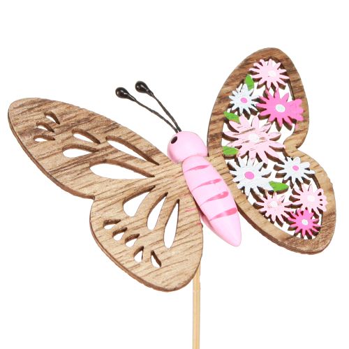 Floristik24 Bouchon fleur bois papillon 4 couleurs 8x6cm 16 pcs