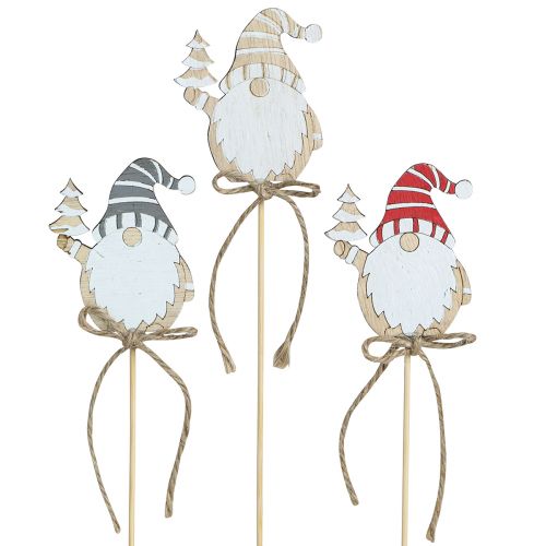 Article Piquets pour pots de fleurs en bois Nains de Noël 8cm 12pcs